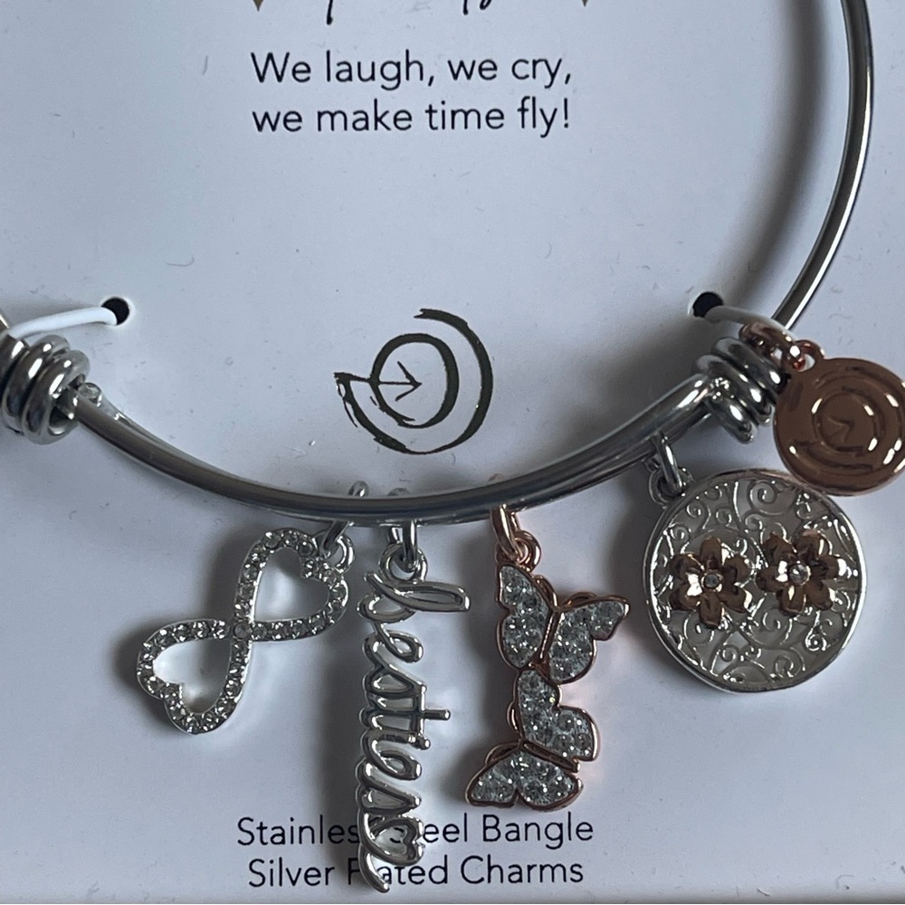 Love this Life friendship silver bangle with charms